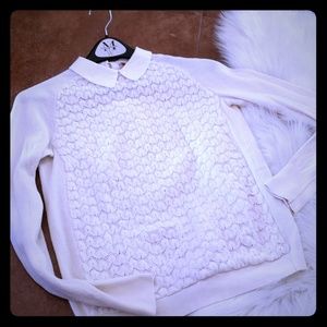 Tory Burch ivory collared sweater peterpa xs